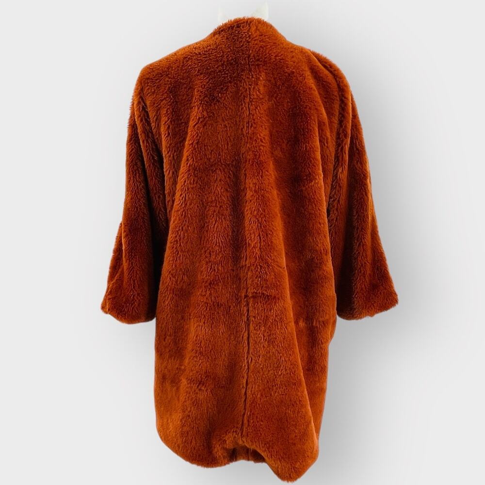 Mystree Brown Orange Faux Fur Sherpa Teddy Bear Leopard Lined Winter Jacket M - Picture 2 of 11